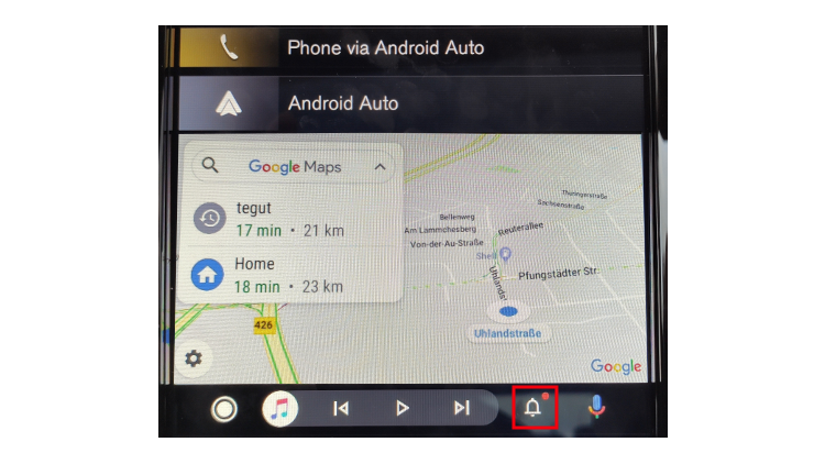 Bel pictogram - Android Auto in de auto
