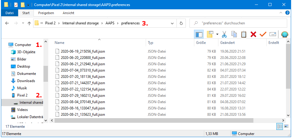 AndroidAPS Preferences phone connected to computer