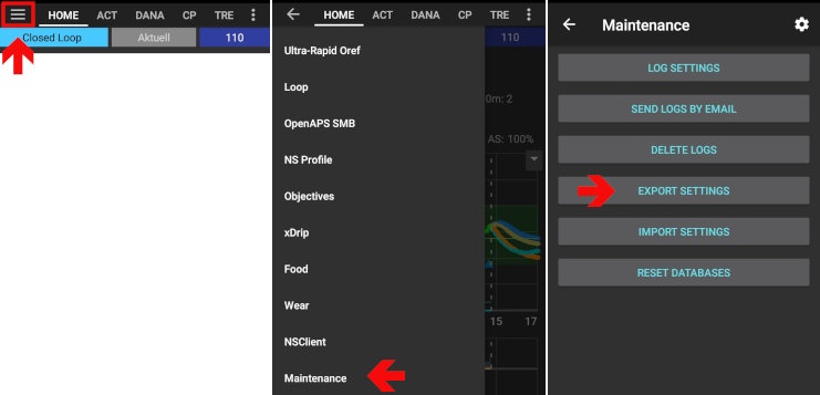 AndroidAPS Export der Einstellungen 1