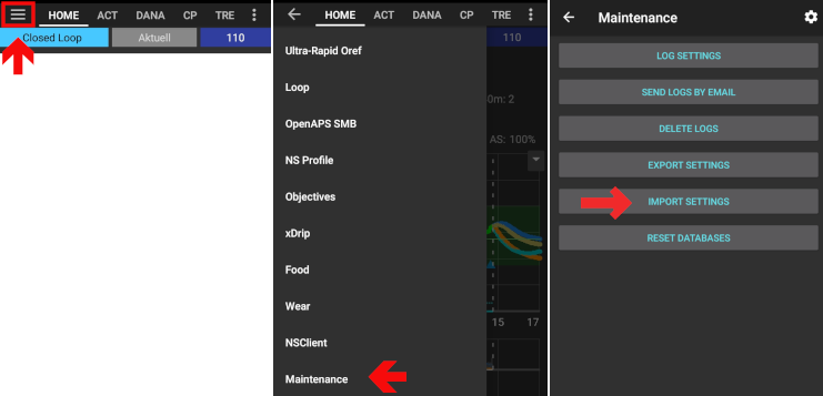 AndroidAPS import settings 1