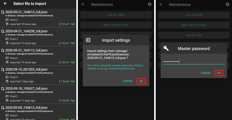 AndroidAPS importavimo nustatymai 2