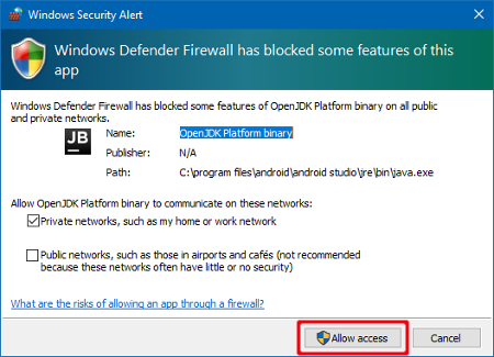 Firewall permission java