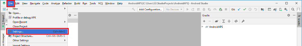 Open settings