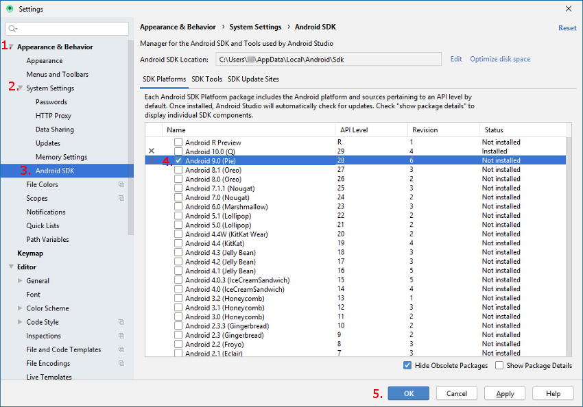 SDK settings