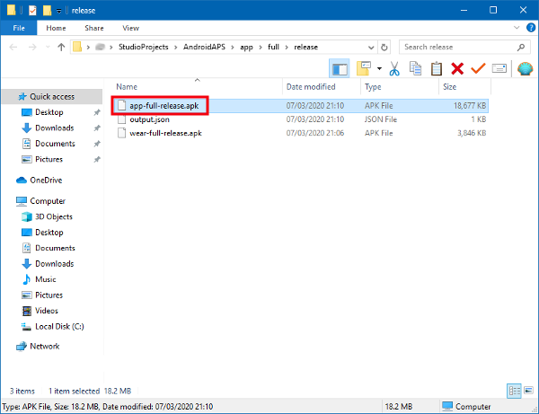 Datei-Speicherort apk