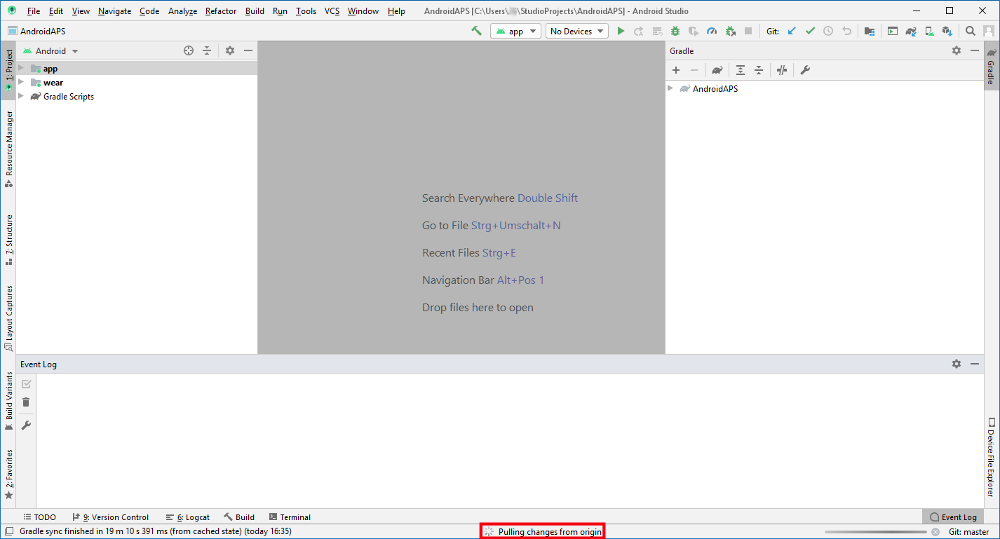 Android Studio - Pull in Bearbeitung