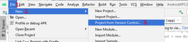 Patikrinti projektą iš Versijos kontrolės Android Studio