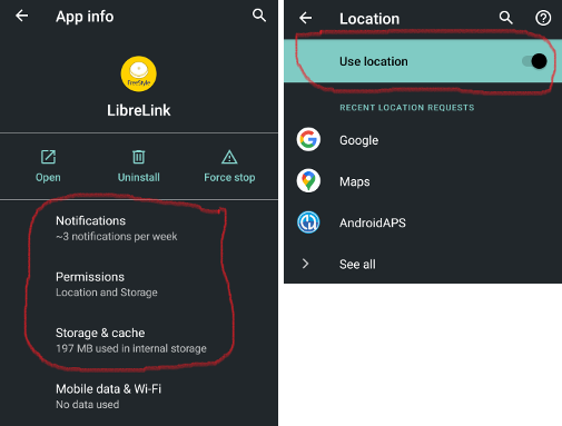 LibreLink Berechtigungen für Speicher & Standort