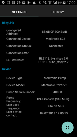 RileyLink Status - Settings