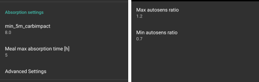 Absorption settings
