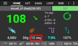 Display carbs required on home screen