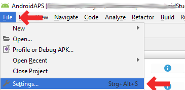 Android Studio - Einstellungen öffnen