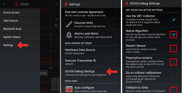 Settings for Firefly transmitters