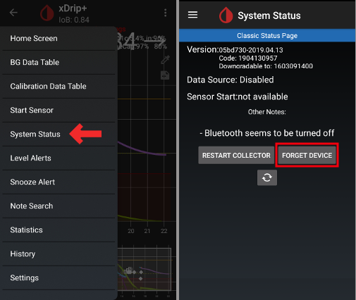 xDrip+ Forget Device