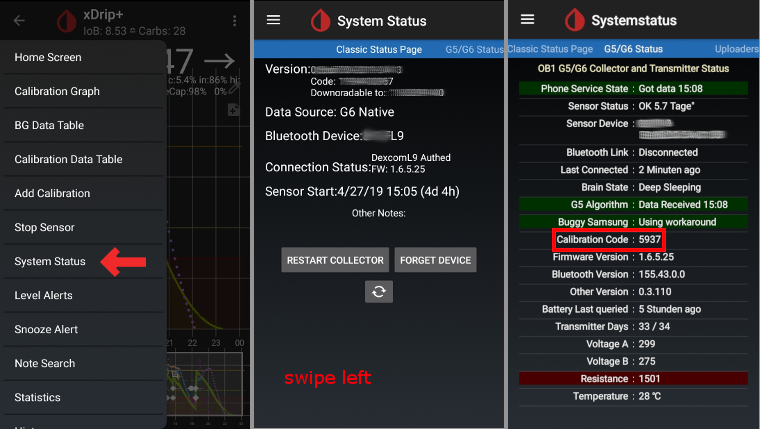 xDrip+ Retrieve Dexcom Sensor Code2